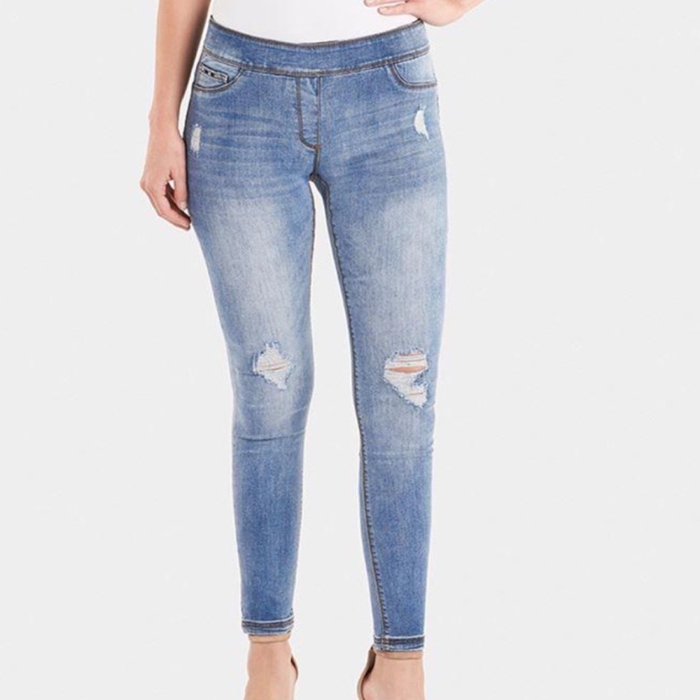 OMG Distressed Light Denim Leggings - Picture 1 of 3